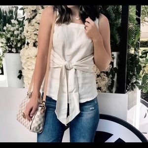 BP. Tie front linen blend tank top cream